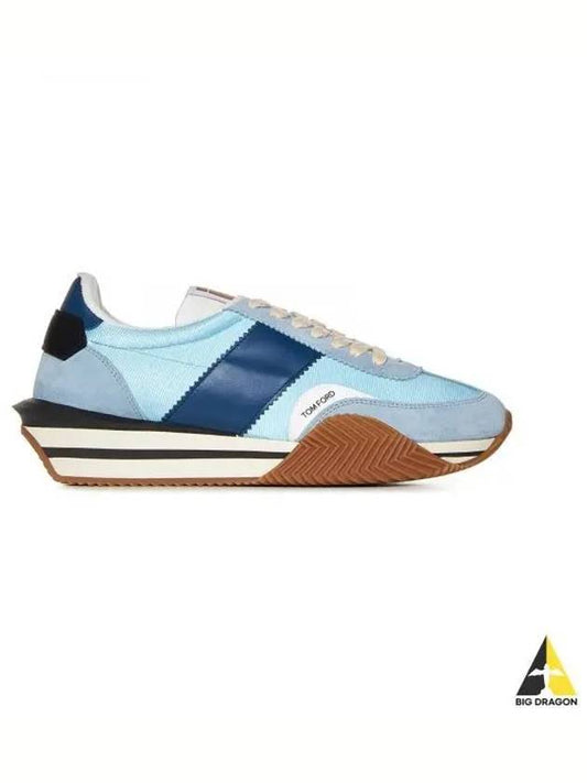 James Suede Lycra Low Top Sneakers Light Blue Cream - TOM FORD - BALAAN 2