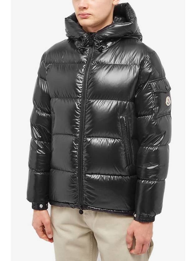 Moncler 1A00228 68950 999 ECRINS Logo Patch Hooded Short Down Jacket Glossy Black Men s Padding - MONCLER - BALAAN 4