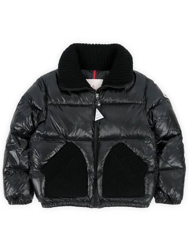 Kids Knit Pocket Padded Jacket Black 1A00003 5963V 999 8 10A - MONCLER - BALAAN 3