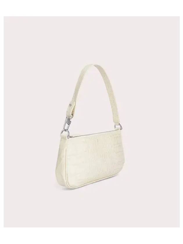 Rachel Croco Embossed Leather Shoulder Bag Cream - BY FAR - BALAAN 1