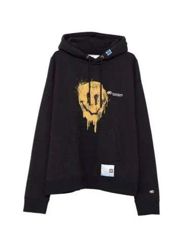 A11HD711 BLACK Smiley Face Print Hoodie - MIHARA YASUHIRO - BALAAN 1