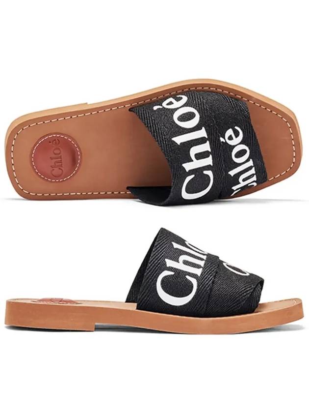 Woody Logo Flat Mule Slippers Black - CHLOE - BALAAN 6