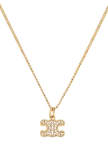 Triomphe Rhinestone Brass Crystal Necklace Gold - CELINE - BALAAN 1