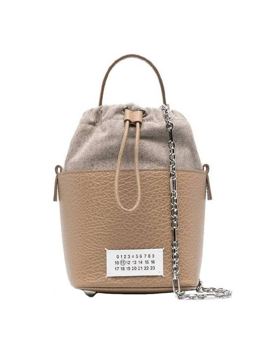 5AC Small Leather Bucket Bag Beige - MAISON MARGIELA - BALAAN.