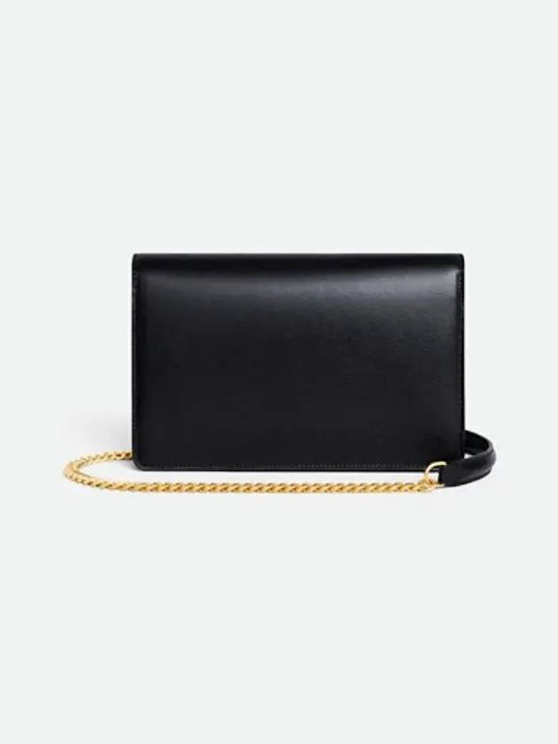 Triomphe Chain Shiny Calfskin Half Wallet Black - CELINE - BALAAN 5