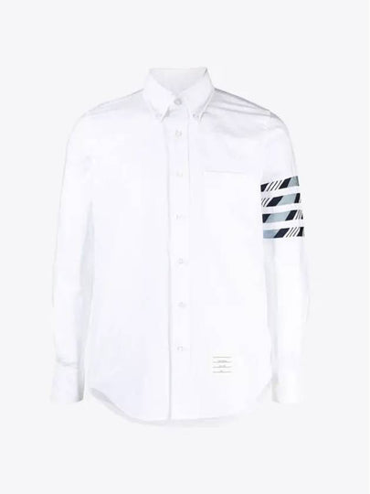 4 Bar Stripe Cotton Long Sleeve Shirt Medium Blue - THOM BROWNE - BALAAN 2