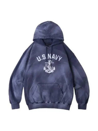 USN Vintage Dying Hoodie Dusty Navy - KND - BALAAN 1