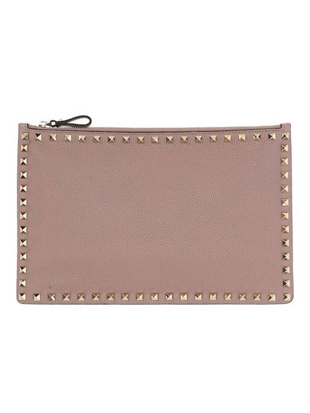 Rockstud Stampa Alce Clutch Bag Pink - VALENTINO - BALAAN 1