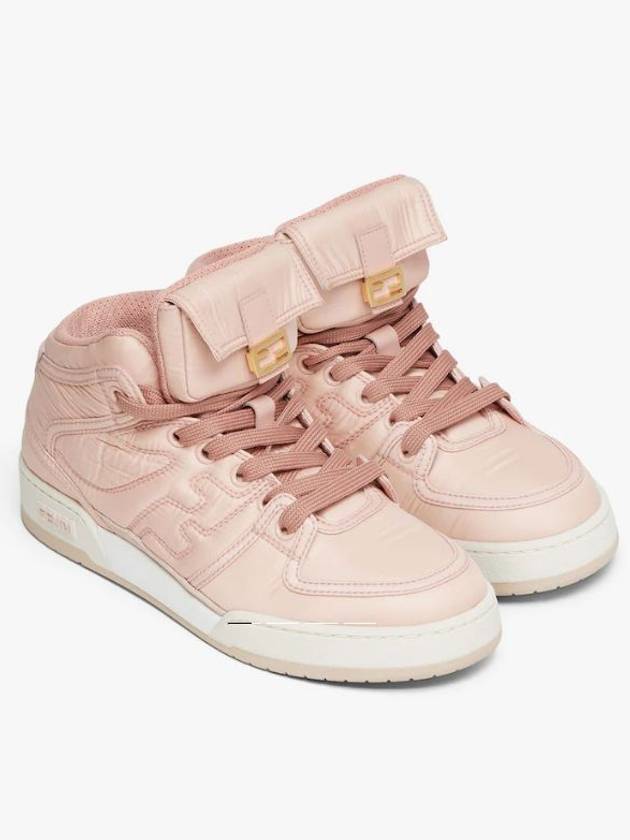 Match FF Logo High Top Sneakers Pink - FENDI - BALAAN 9