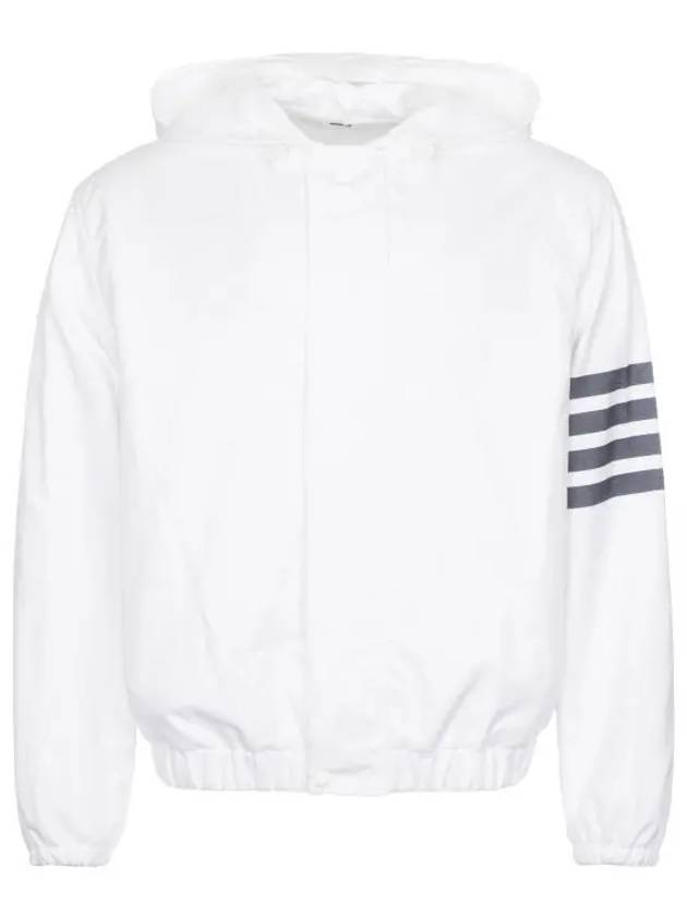 4 Bar Cotton Hooded Jacket White - THOM BROWNE - BALAAN 6