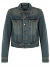 Vintage Washed Crop Denim Jacket Blue - SAINT LAURENT - BALAAN 2