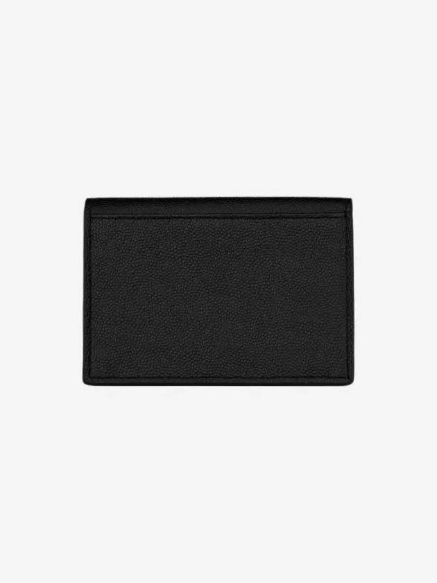 Business Flap in Grain De Poudre Embossed Leather Card Wallet Black - SAINT LAURENT - BALAAN 4