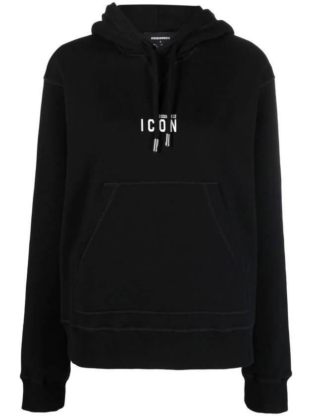 Women's Mini Icon Logo Hooded Top Black - DSQUARED2 - BALAAN 1