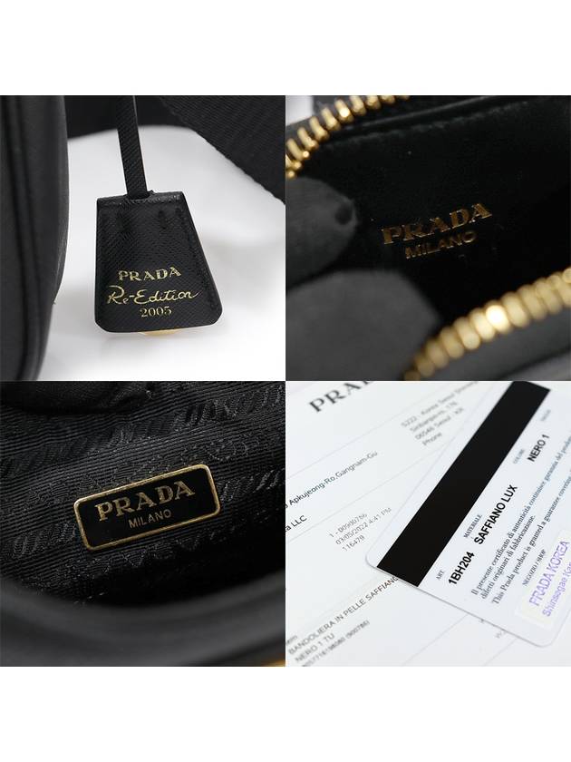 1BH204 Black Re Edition Saffiano Leather Gold Triangle Hobo 2WAY - PRADA - BALAAN 7