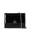 ORB Logo Chain Leather Flap Cross Bag Black - VIVIENNE WESTWOOD - BALAAN 1