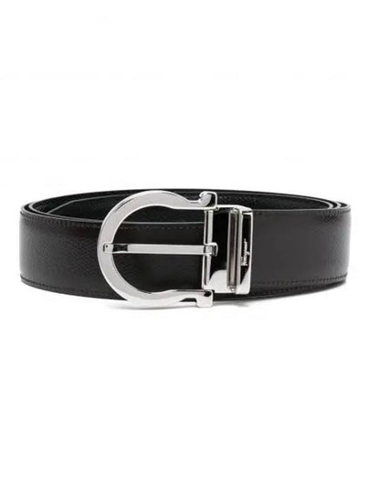 Gancini Reversible Leather Belt Black - SALVATORE FERRAGAMO - BALAAN 2