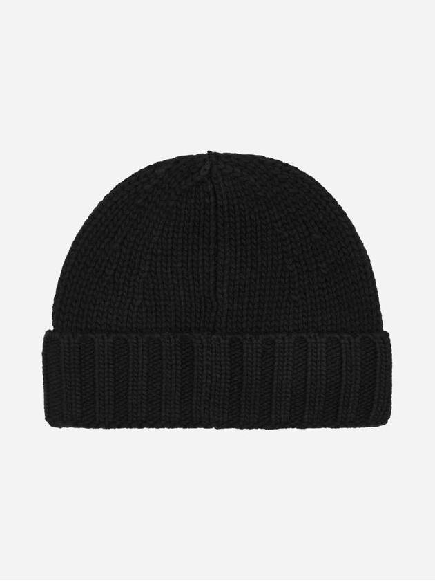 Logo Patch Wool Beanie Black - STONE ISLAND - BALAAN 3