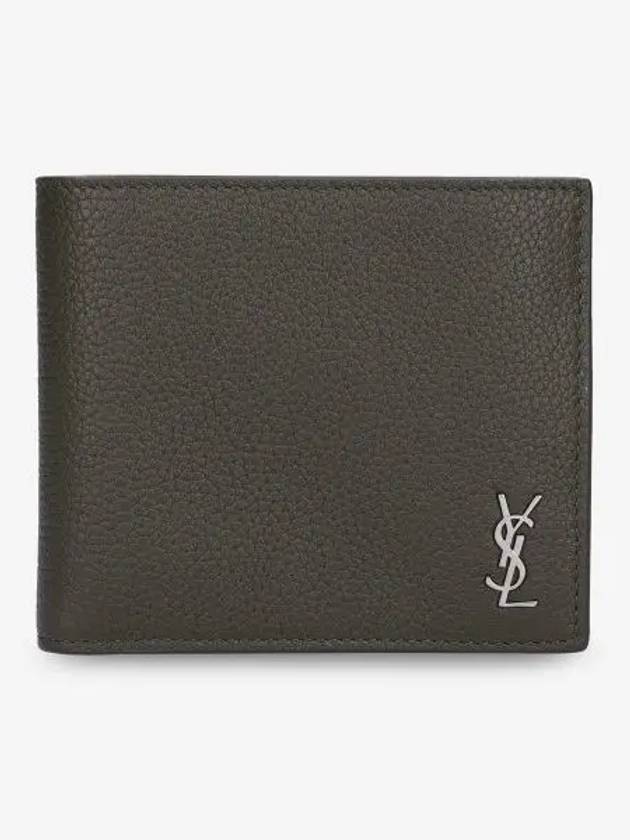 Men's Cassandra Logo Half Wallet Dark Khaki - SAINT LAURENT - BALAAN 1