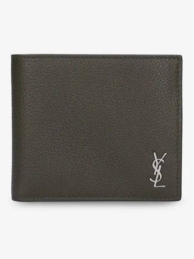 Men's Cassandra Logo Half Wallet Dark Khaki - SAINT LAURENT - BALAAN 1