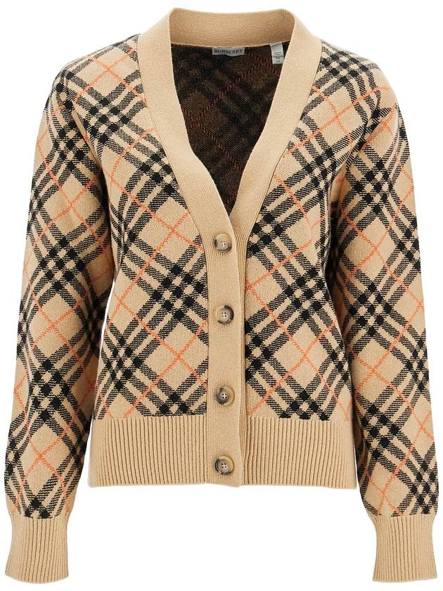 Check Cashmere Cardigan Sand - BURBERRY - BALAAN 2