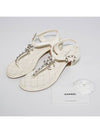 CC Logo Classic Chain Strap Thongs Lambskin Sandals Ivory - CHANEL - BALAAN 5