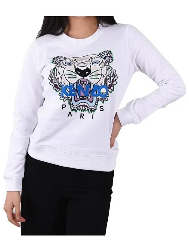 Women's Tiger Embroidery Sweatshirt White - KENZO - BALAAN 3