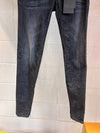 Women's Black Leather Patch Wrinkle Washing Skinny Jeans 75LA0434 - DSQUARED2 - BALAAN 4