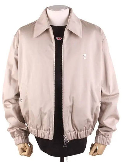 De Coeur Logo Zip-up Jacket Light Beige - AMI - BALAAN 2