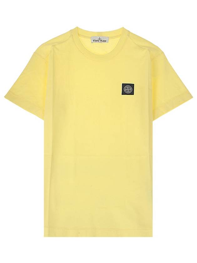 Logo Patch Short Sleeve T-Shirt Yellow - STONE ISLAND - BALAAN 2