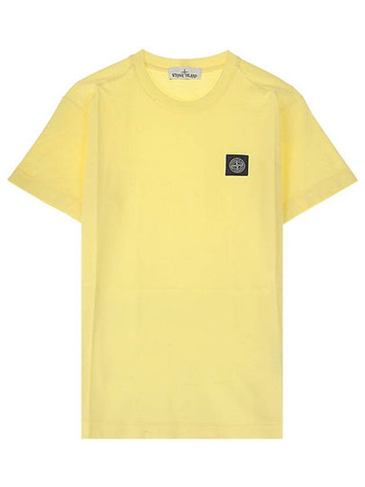 Logo Patch Short Sleeve T-Shirt Yellow - STONE ISLAND - BALAAN 2