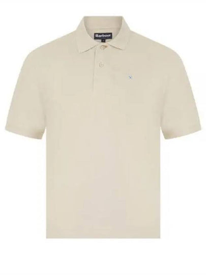 Men's Embroidered Logo Sports Polo Shirt Beige - BARBOUR - BALAAN 2