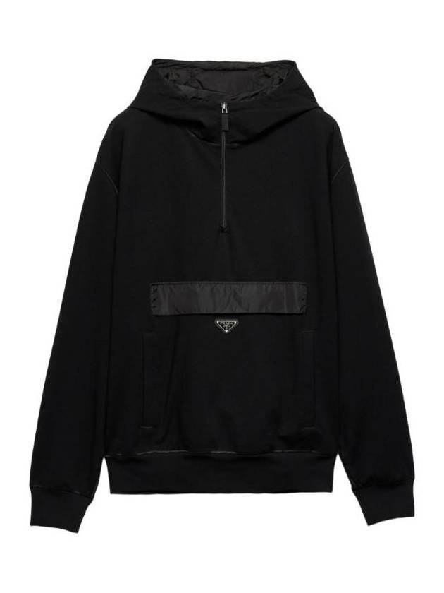 Technical Jersey Hoodie Black - PRADA - BALAAN 1