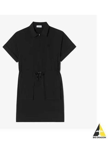 Women s Woven Collar Dress Black - LACOSTE - BALAAN 1