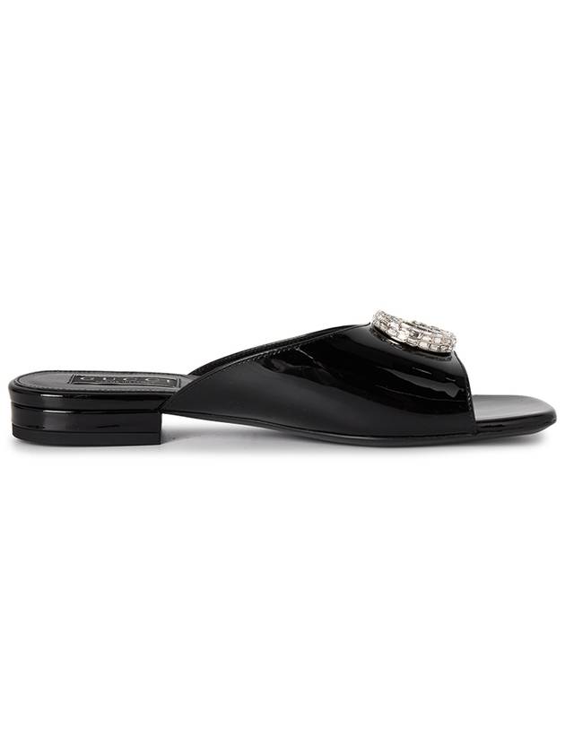 Patent Leather Flat Sandals Black - GUCCI - BALAAN 5