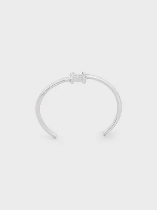 Triomphe Asymmetric Cuff Brass Bracelet Silver - CELINE - BALAAN 2