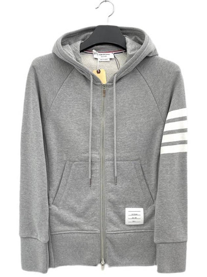 Engineered 4 Bar Diagonal Zip Up Hoodie Light Grey - THOM BROWNE - BALAAN 2