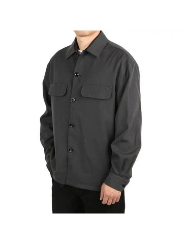 Poly Wool Gabardine Pocket Long Sleeve Shirt Grey - LEMAIRE - BALAAN 1