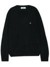 Logo Embroided Merino Wool Knit Top Black - VIVIENNE WESTWOOD - BALAAN 2