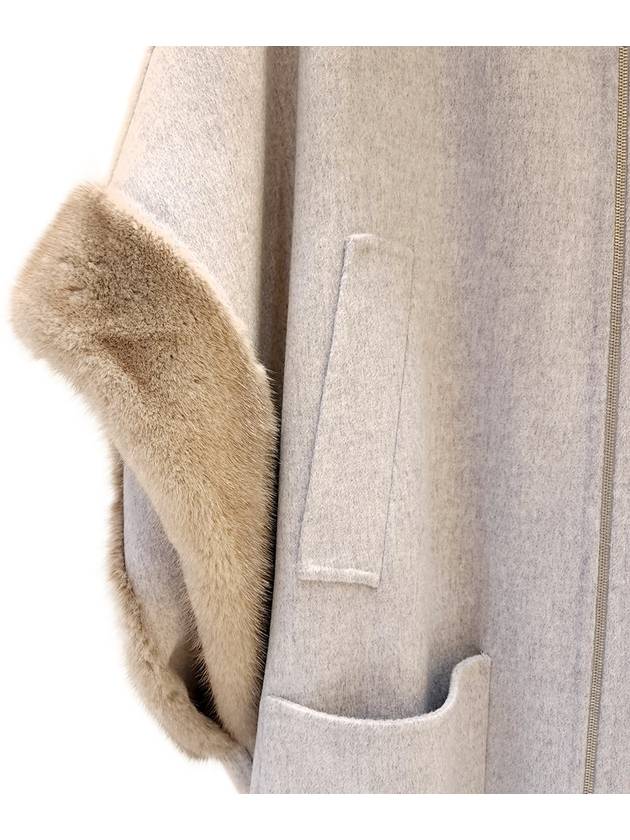 Women's Cashmere Mink Trimmed Oversized Coat Gray PLD222B885 I727 VR1 - FABIANA FILIPPI - BALAAN 4