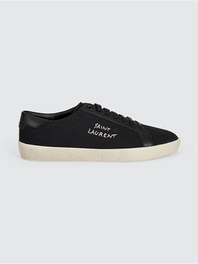 Court Classic SL06 Canvas Smooth Leather Low Top Sneakers Black - SAINT LAURENT - BALAAN 2