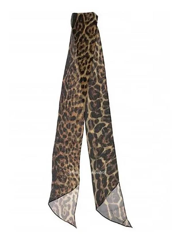 571161 3Y035 2760 Leopard Silk Scarf - SAINT LAURENT - BALAAN 3