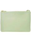 Trio Medium Lambskin Shoulder Bag Light Green - CELINE - BALAAN.