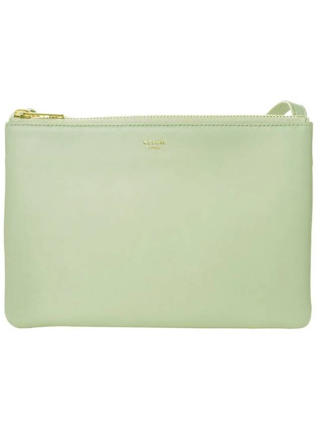 Trio Medium Lambskin Shoulder Bag Light Green - CELINE - BALAAN.