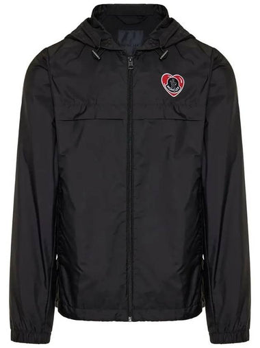 DIANI Heart Embroidery Windbreaker Jacket Black 1A000 74 53A5E 999 - MONCLER - BALAAN 1