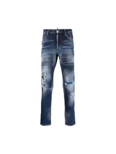 Distressed Paint Skinny Jeans Blue - DSQUARED2 - BALAAN 2