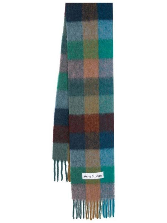 Check Mohair Muffler Turquoise Camel Blue - ACNE STUDIOS - BALAAN 1