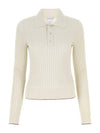 Ribbed Cotton Polo Shirt Bone - BOTTEGA VENETA - BALAAN 2