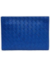 Women s 601056 Blue Intrecciato Document Clutch Wrist Strap - BOTTEGA VENETA - BALAAN 3