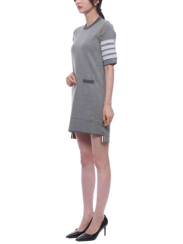 4 Bar Stripe Knit Midi Dress Grey - THOM BROWNE - BALAAN 5