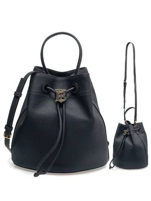 Small Grainy Leather TB Bucket Bag Black - BURBERRY - BALAAN 2